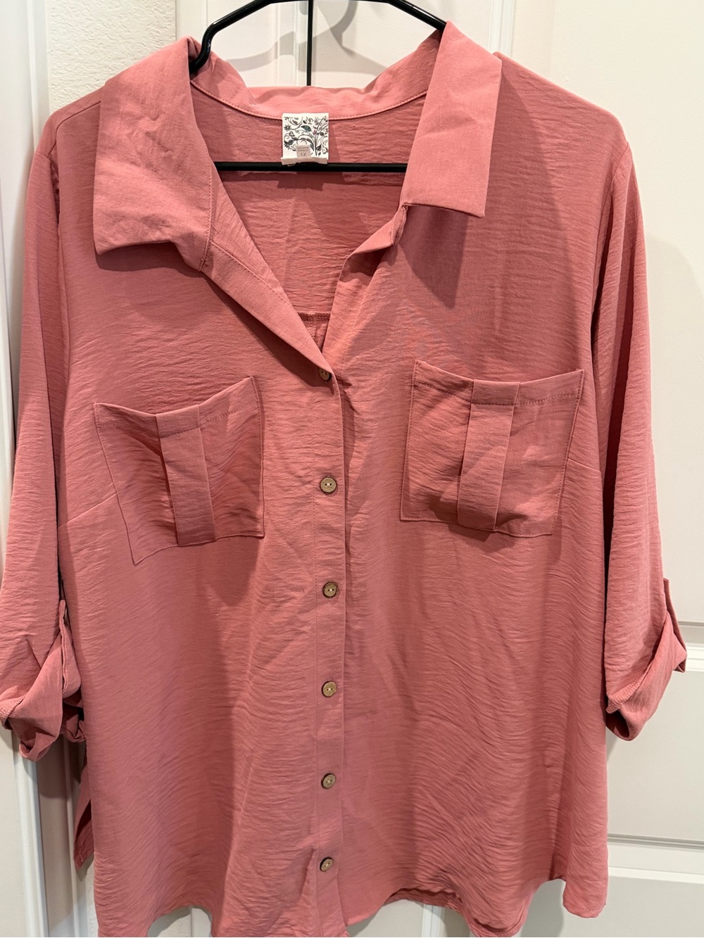 NAIF Dusty Rose Button-Down Blouse